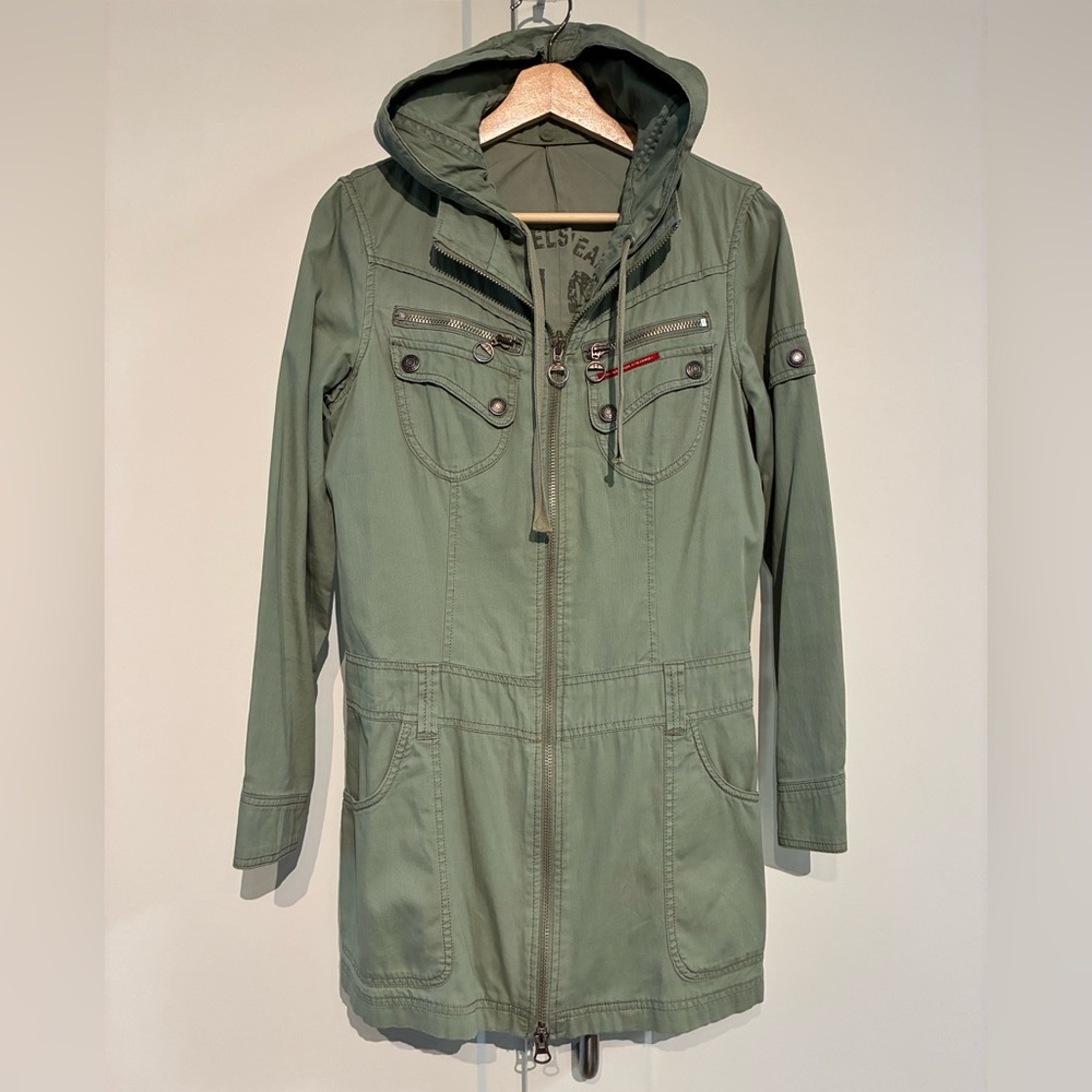 Basic House S Sage Green Hooded Utility Jacket